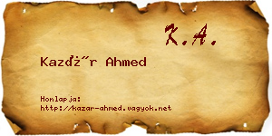 Kazár Ahmed névjegykártya